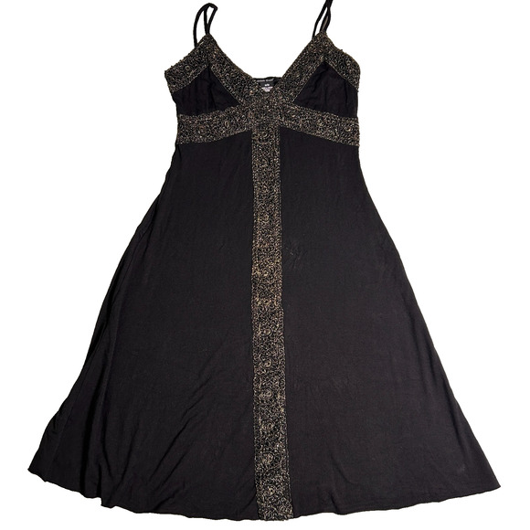 Vintage Y2K Guess Jeans Beaded Empire Waist Slip Dress Womens M Black Evening - Picture 3 of 12